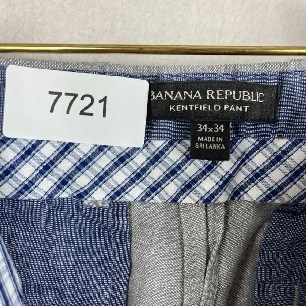 Banana Republic Kentfield Pant Men's Size 34x34 Gray Front Pockets Chino